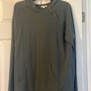 Button up neck crowl hoodie sweatshirt